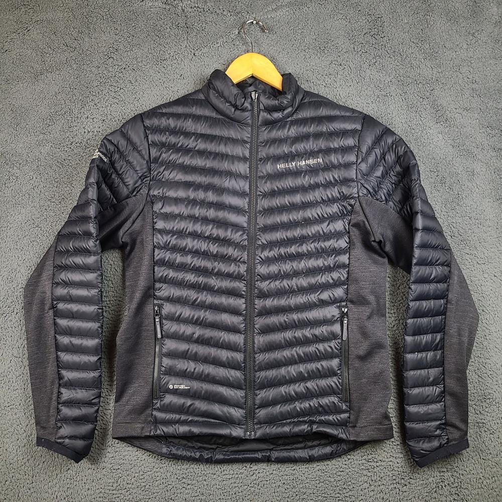 Helly Hansen Verglas Down Hybrid Jacket Mens L Black Pertex Company Logo